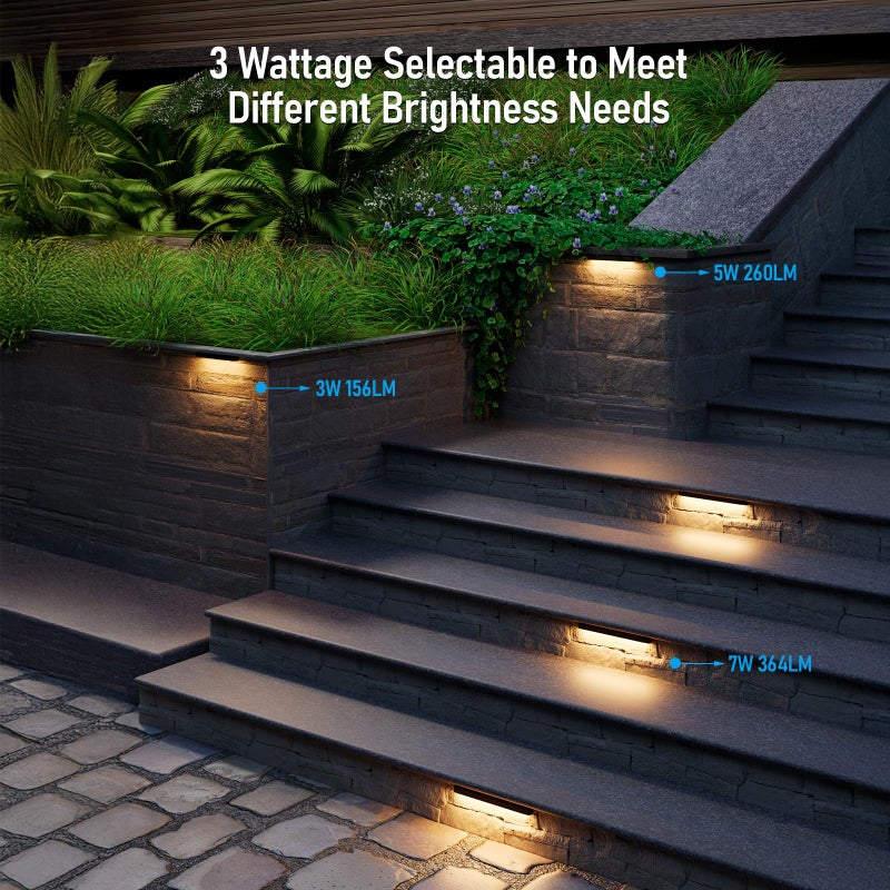 LEONLITE 12 Inch LED Hardscape Lighting, Update Retaining Wall Light, LED Landscape Lighting, 12-24V AC/DC Paver Light Low Voltage, 3W/5W/7W Dimmable Outdoor Step Lights, 2700K Soft White, ETL, 4 Pack - Image 2
